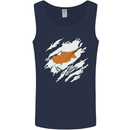 Torn Cyprus Flag Cypriot Day Football Mens Vest Tank Top Navy Blue