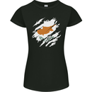 Torn Cyprus Flag Cypriot Day Football Womens Petite Cut T-Shirt Black