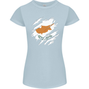 Torn Cyprus Flag Cypriot Day Football Womens Petite Cut T-Shirt Light Blue