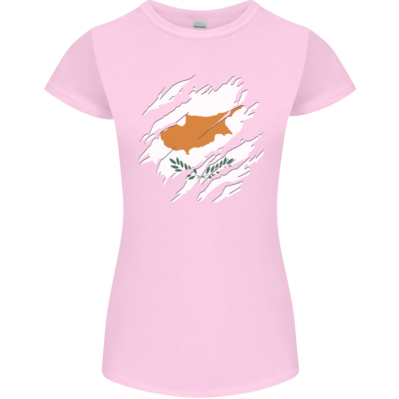 Torn Cyprus Flag Cypriot Day Football Womens Petite Cut T-Shirt Light Pink