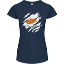 Torn Cyprus Flag Cypriot Day Football Womens Petite Cut T-Shirt Navy Blue