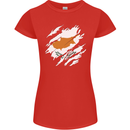 Torn Cyprus Flag Cypriot Day Football Womens Petite Cut T-Shirt Red