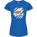 Torn Cyprus Flag Cypriot Day Football Womens Petite Cut T-Shirt Royal Blue
