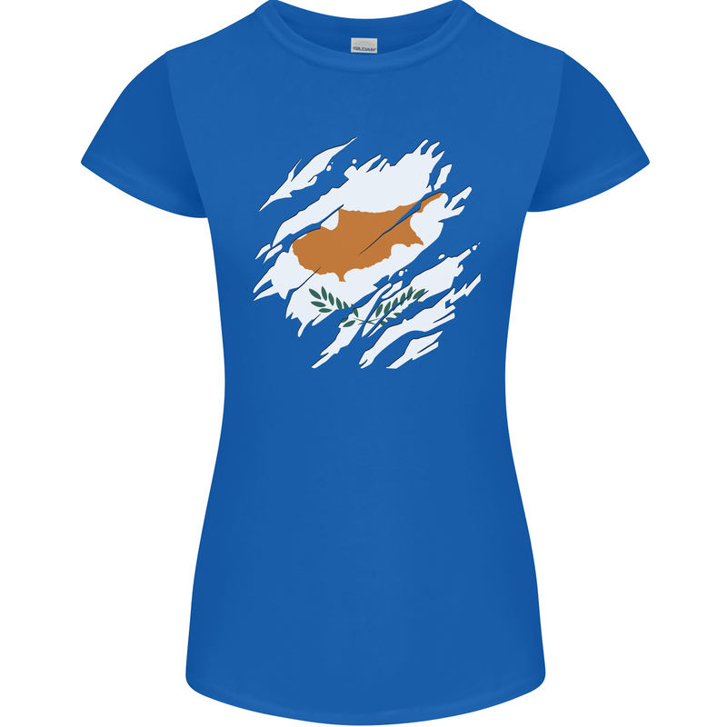 Torn Cyprus Flag Cypriot Day Football Womens Petite Cut T-Shirt Royal Blue
