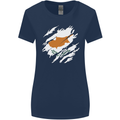 Torn Cyprus Flag Cypriot Day Football Womens Wider Cut T-Shirt Navy Blue