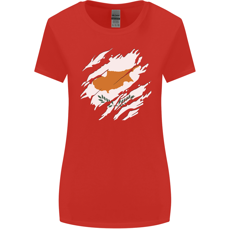 Torn Cyprus Flag Cypriot Day Football Womens Wider Cut T-Shirt Red