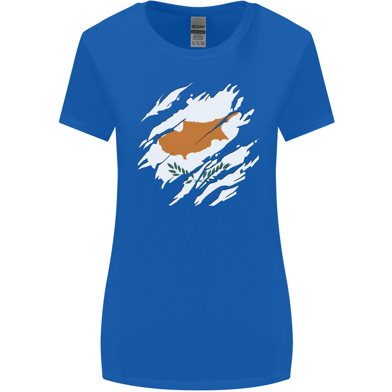 Torn Cyprus Flag Cypriot Day Football Womens Wider Cut T-Shirt Royal Blue