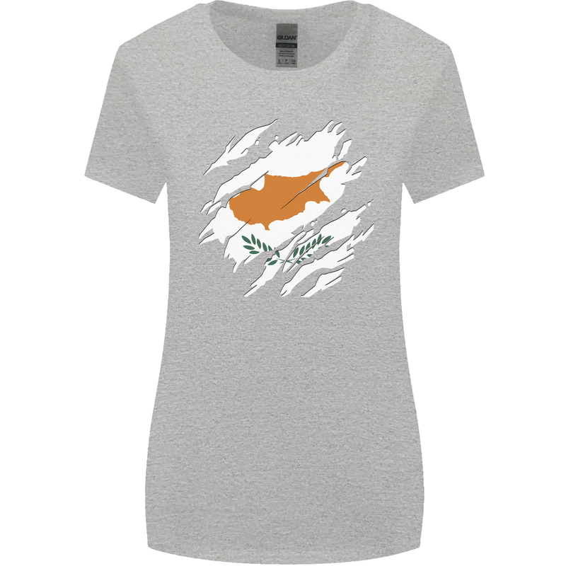 Torn Cyprus Flag Cypriot Day Football Womens Wider Cut T-Shirt Sports Grey