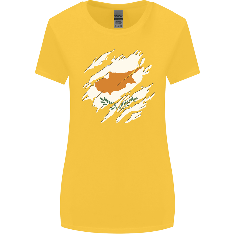 Torn Cyprus Flag Cypriot Day Football Womens Wider Cut T-Shirt Yellow