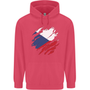 Torn Czechia Flag Czech Republic Day Football Childrens Kids Hoodie Heliconia