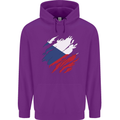 Torn Czechia Flag Czech Republic Day Football Childrens Kids Hoodie Purple
