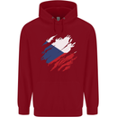 Torn Czechia Flag Czech Republic Day Football Childrens Kids Hoodie Red