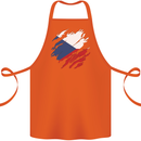 Torn Czechia Flag Czech Republic Day Football Cotton Apron 100% Organic Orange