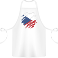 Torn Czechia Flag Czech Republic Day Football Cotton Apron 100% Organic White