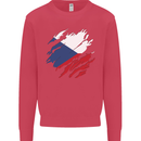 Torn Czechia Flag Czech Republic Day Football Kids Sweatshirt Jumper Heliconia