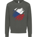 Torn Czechia Flag Czech Republic Day Football Kids Sweatshirt Jumper Storm Grey