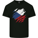 Torn Czechia Flag Czech Republic Day Football Kids T-Shirt Childrens Black