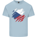 Torn Czechia Flag Czech Republic Day Football Kids T-Shirt Childrens Light Blue