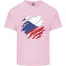 Torn Czechia Flag Czech Republic Day Football Kids T-Shirt Childrens Light Pink