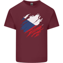 Torn Czechia Flag Czech Republic Day Football Mens Cotton T-Shirt Tee Top Maroon
