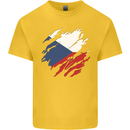 Torn Czechia Flag Czech Republic Day Football Mens Cotton T-Shirt Tee Top Yellow