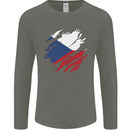 Torn Czechia Flag Czech Republic Day Football Mens Long Sleeve T-Shirt Charcoal