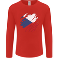 Torn Czechia Flag Czech Republic Day Football Mens Long Sleeve T-Shirt Red