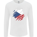 Torn Czechia Flag Czech Republic Day Football Mens Long Sleeve T-Shirt White