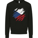 Torn Czechia Flag Czech Republic Day Football Mens Sweatshirt Jumper Black