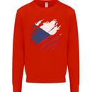 Torn Czechia Flag Czech Republic Day Football Mens Sweatshirt Jumper Bright Red