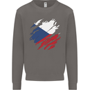 Torn Czechia Flag Czech Republic Day Football Mens Sweatshirt Jumper Charcoal