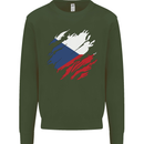 Torn Czechia Flag Czech Republic Day Football Mens Sweatshirt Jumper Forest Green