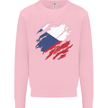 Torn Czechia Flag Czech Republic Day Football Mens Sweatshirt Jumper Light Pink