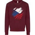 Torn Czechia Flag Czech Republic Day Football Mens Sweatshirt Jumper Maroon