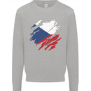 Torn Czechia Flag Czech Republic Day Football Mens Sweatshirt Jumper Sports Grey