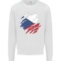 Torn Czechia Flag Czech Republic Day Football Mens Sweatshirt Jumper White