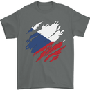 Torn Czechia Flag Czech Republic Day Football Mens T-Shirt 100% Cotton Charcoal