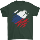 Torn Czechia Flag Czech Republic Day Football Mens T-Shirt 100% Cotton Forest Green