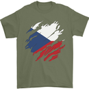 Torn Czechia Flag Czech Republic Day Football Mens T-Shirt 100% Cotton Military Green