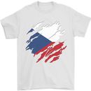 Torn Czechia Flag Czech Republic Day Football Mens T-Shirt 100% Cotton White