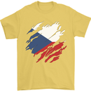 Torn Czechia Flag Czech Republic Day Football Mens T-Shirt 100% Cotton Yellow