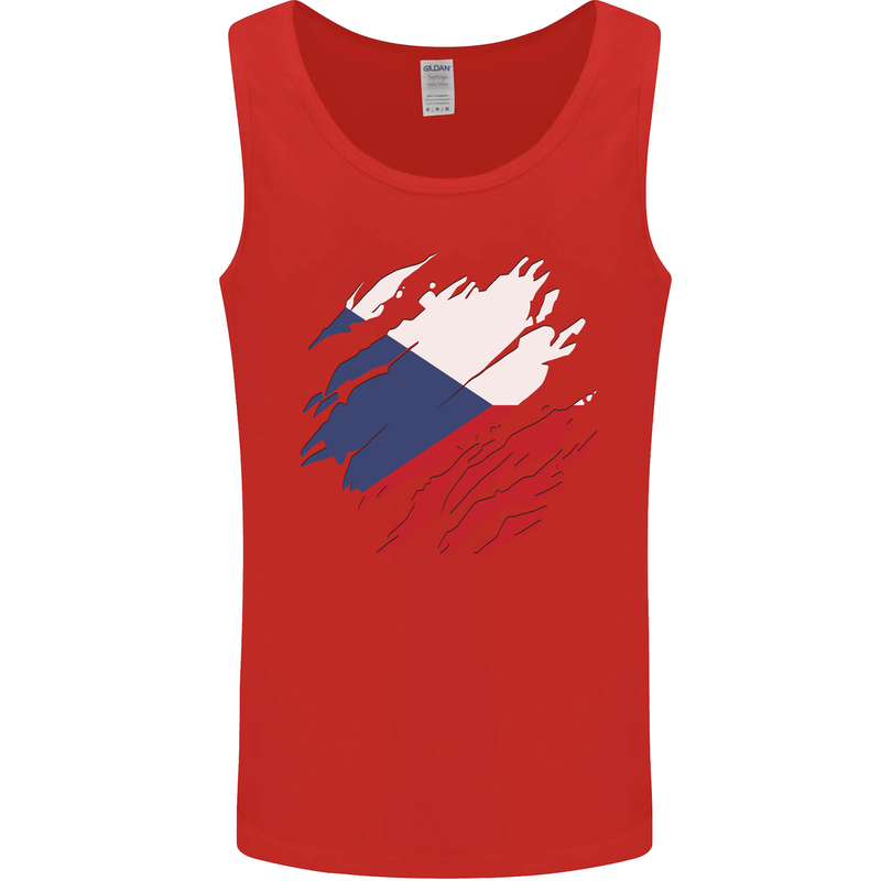 Torn Czechia Flag Czech Republic Day Football Mens Vest Tank Top Red