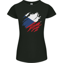 Torn Czechia Flag Czech Republic Day Football Womens Petite Cut T-Shirt Black