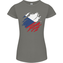 Torn Czechia Flag Czech Republic Day Football Womens Petite Cut T-Shirt Charcoal