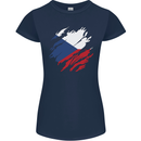 Torn Czechia Flag Czech Republic Day Football Womens Petite Cut T-Shirt Navy Blue