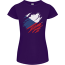 Torn Czechia Flag Czech Republic Day Football Womens Petite Cut T-Shirt Purple