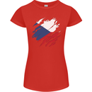 Torn Czechia Flag Czech Republic Day Football Womens Petite Cut T-Shirt Red