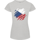 Torn Czechia Flag Czech Republic Day Football Womens Petite Cut T-Shirt Sports Grey