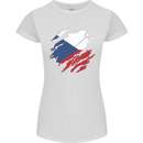 Torn Czechia Flag Czech Republic Day Football Womens Petite Cut T-Shirt White