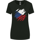 Torn Czechia Flag Czech Republic Day Football Womens Wider Cut T-Shirt Black